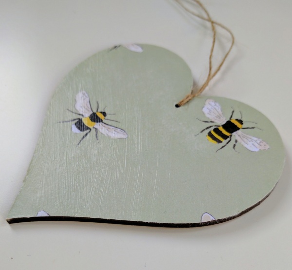 10cm Hanging Heart in Sophie Allport Bees