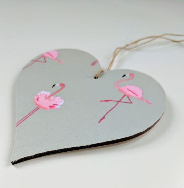 10cm Hanging Heart in Sophie Allport Flamingo