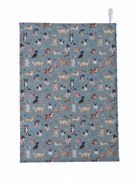 All The Dogs Tea Towel Seafoam Blue