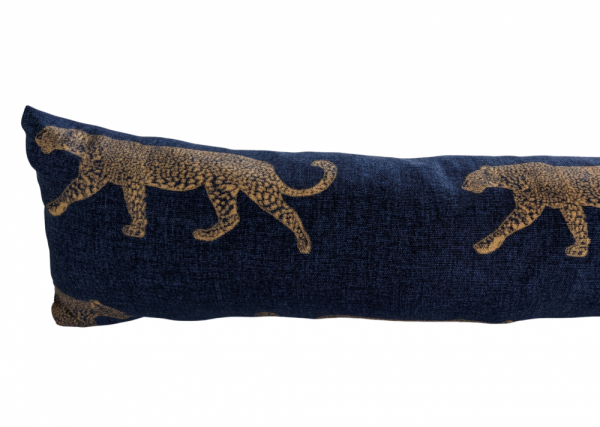 Navy Blue and Gold Leopard Draught Excluder