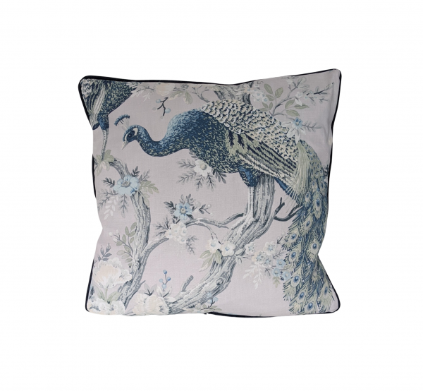 16'' Cushion Cover in Laura Ashley Belvedere Peacock Midnight Navy Blue