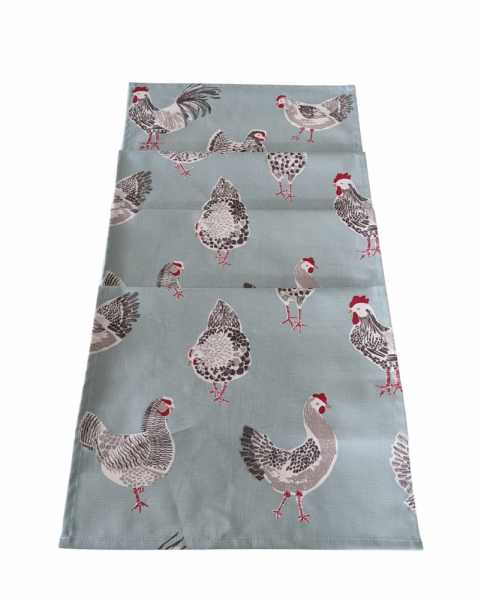 Duckegg Blue Chickens and Cockerels Table Runner 100-250cm