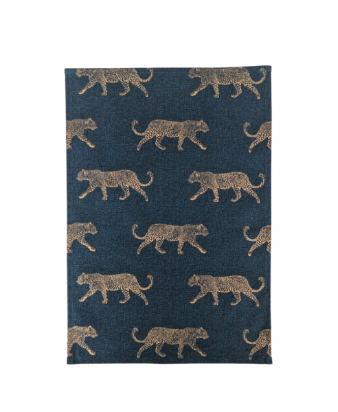 Teal and Gold Leopard Tea Towel