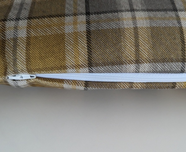 Autumn Ochre Yellow Grey Tartan Check Linen Look Cushion Cover 14'' - 26''