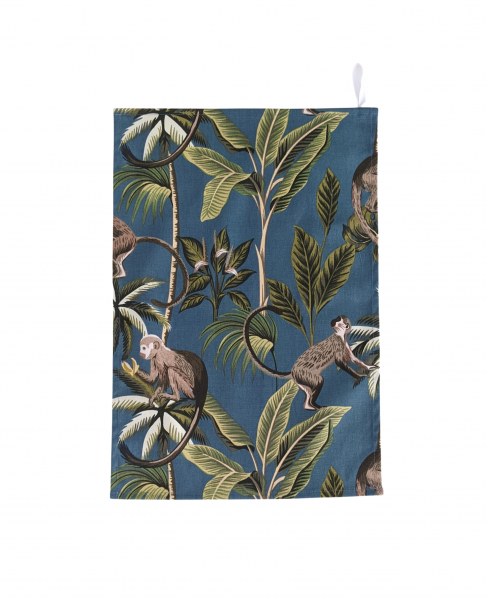 Blue Jungle Monkey Tea Towel