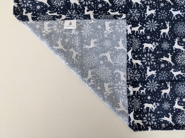 Christmas Navy Blue White Stag and Snowflake Table Runner 100-250cm