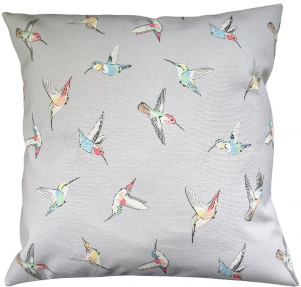 Cushion Cover in Clarke and Clarke Oasis Grey Rainbow Hummingbird 14'' 16'' 18'' 20'' 22'' 24'' 26''