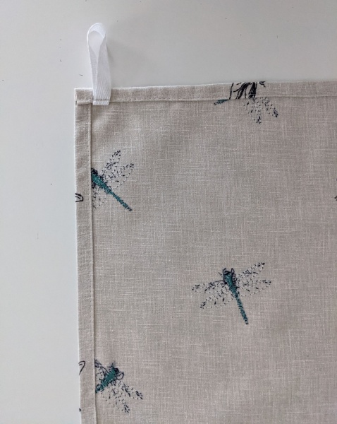 Embroidered Teal Dragonfly Tea Towel