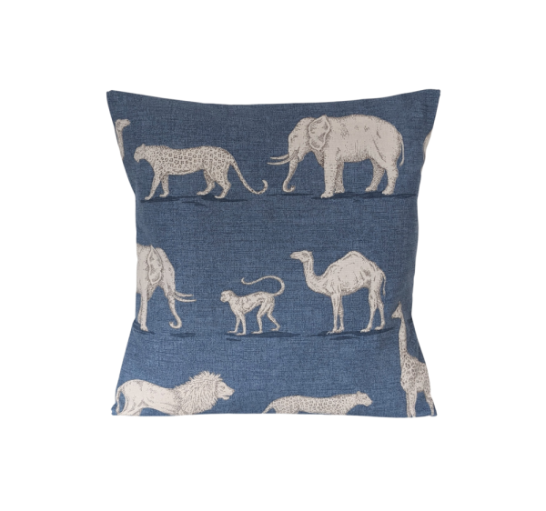 Safari Jungle Cushion Cover Denim Blue Grey 14'' 16'' 18'' 20'' 22'' 24'' 26''