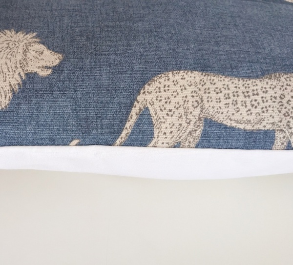 Safari Jungle Cushion Cover Denim Blue Grey 14'' 16'' 18'' 20'' 22'' 24'' 26''