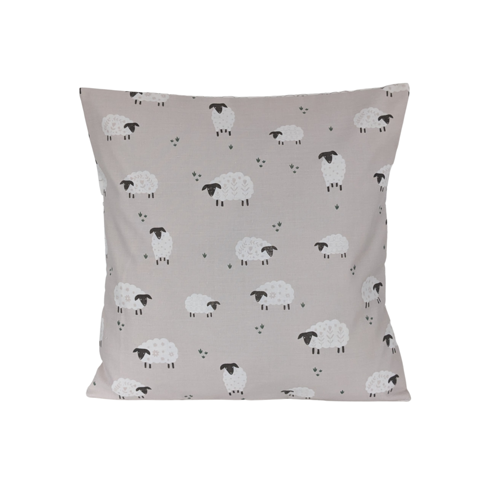 Beige White Sheep Cushion Cover 16''