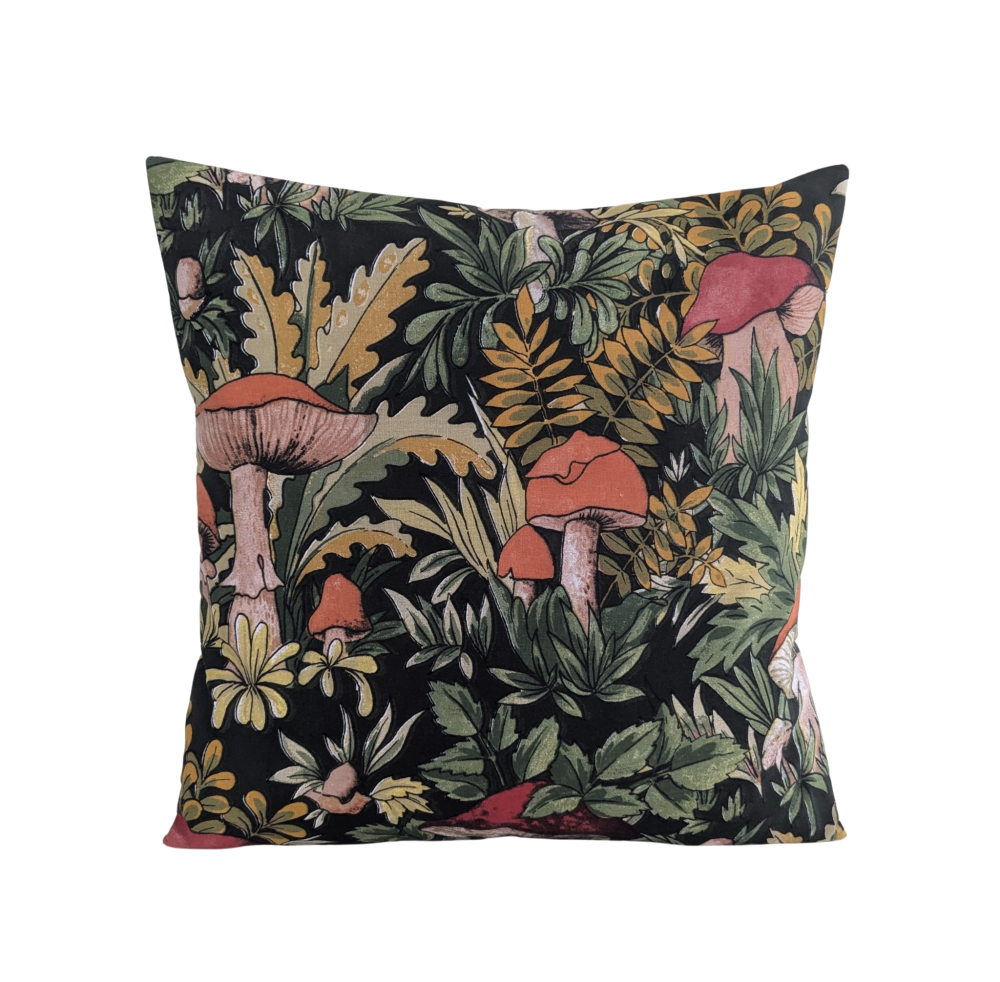 Black and Orange Toadstool Autumn Cushion Cover 16''