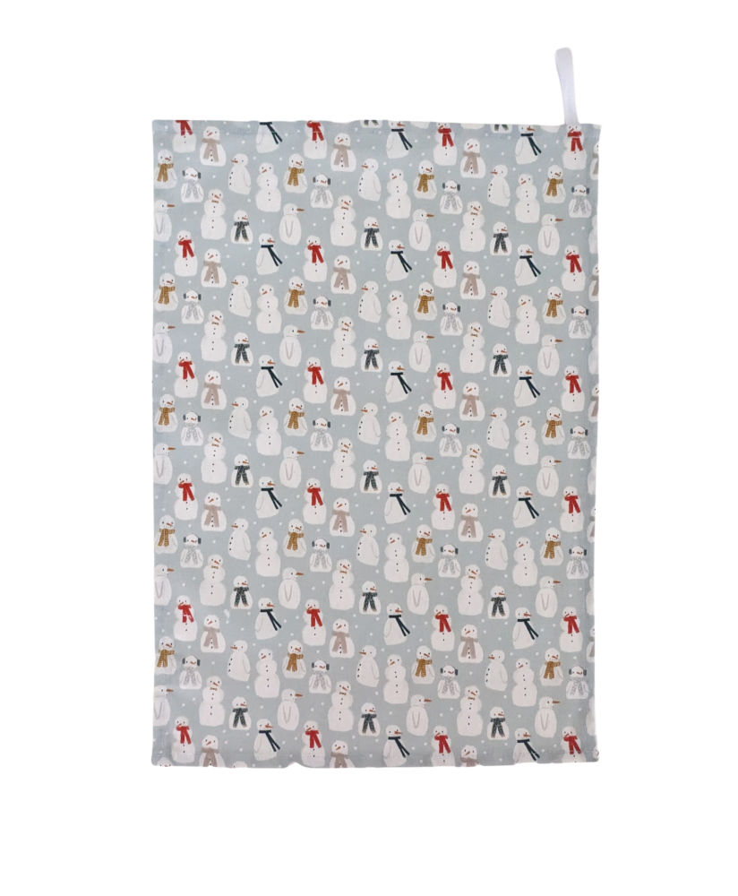 Christmas Snowman Blue Tea Towel