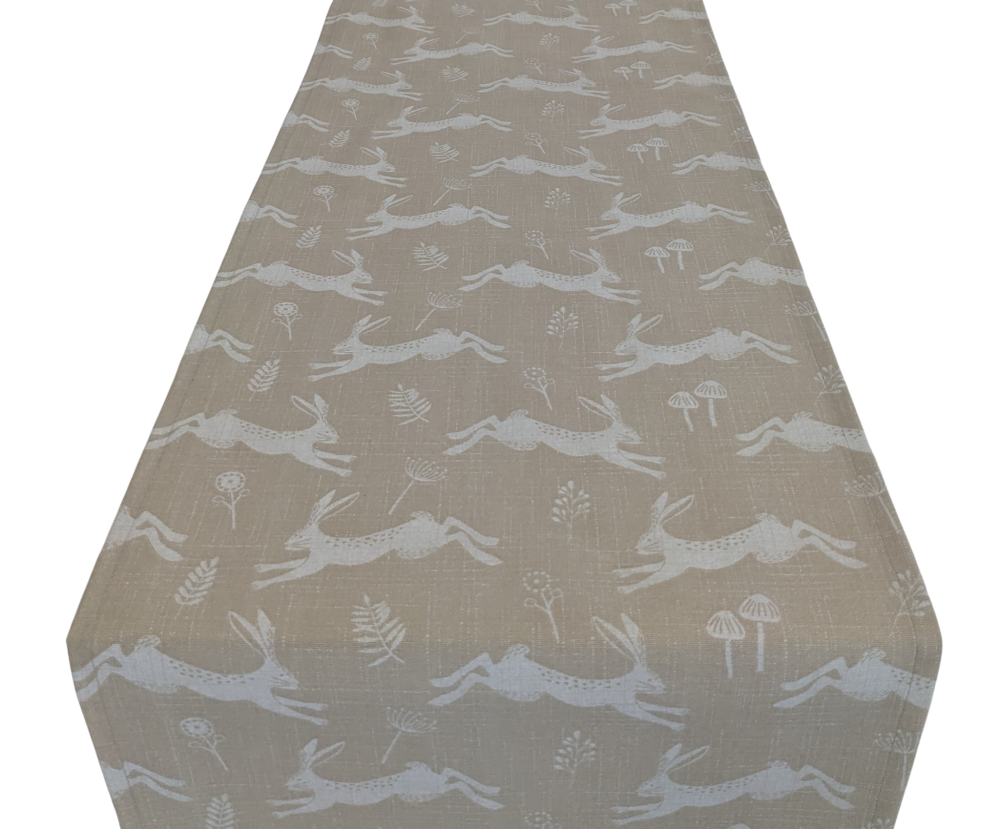 Natural Leaping Hares Table Runner 100-250cm