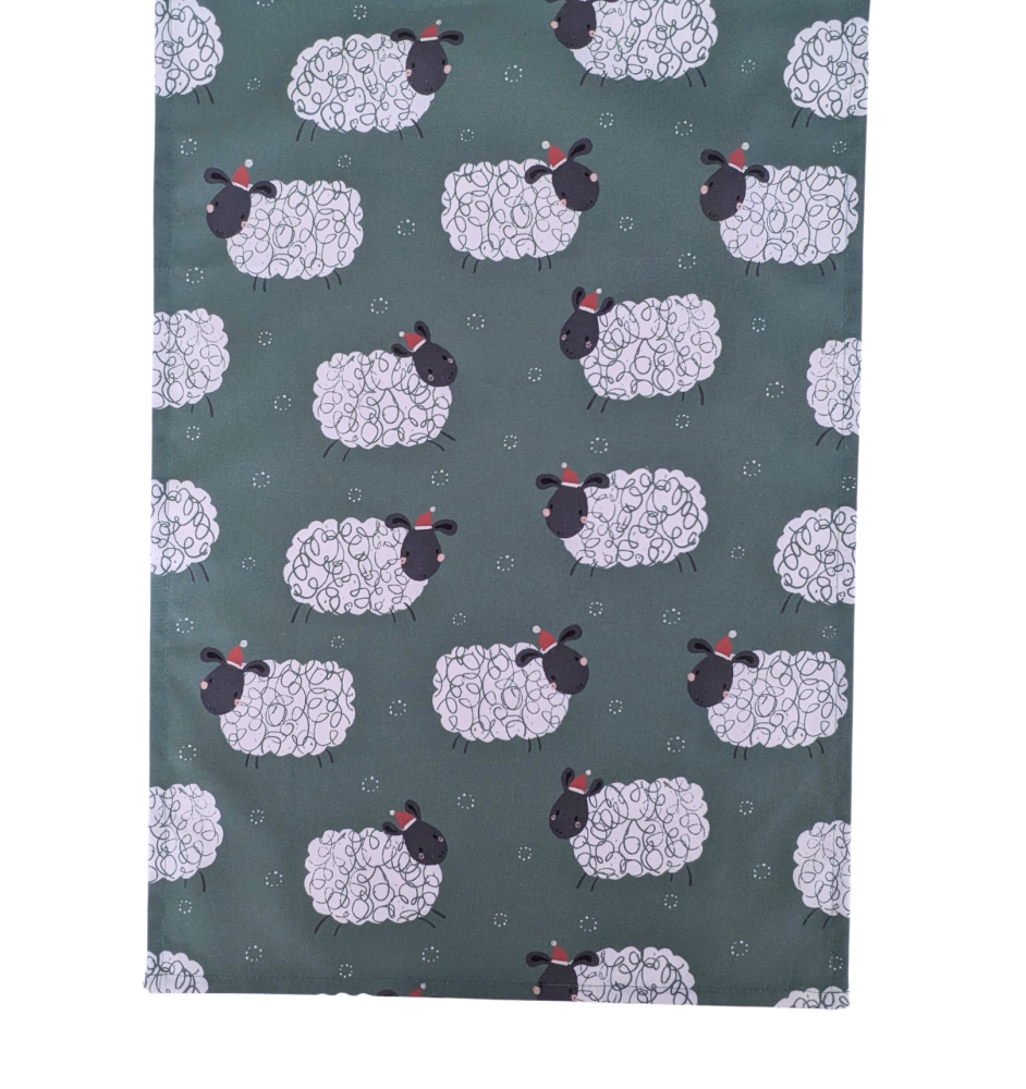 Green Christmas Sheep Table Runner 100-250cm