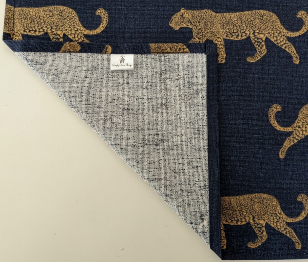 Navy Blue and Gold Leopard Table Runner 100-250cm