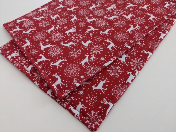 Red and White Stag and Snowflake Christmas Place Mats