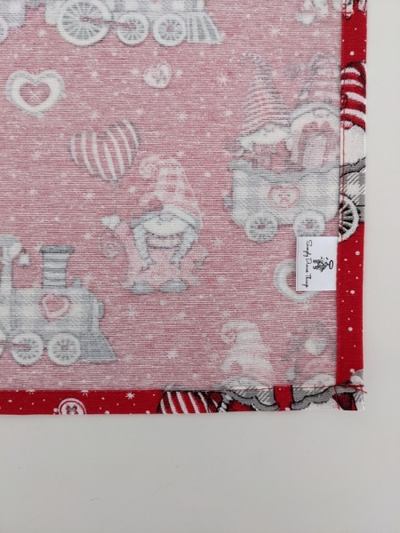 Christmas Gonk Gnome Elf Train Red Tea Towel