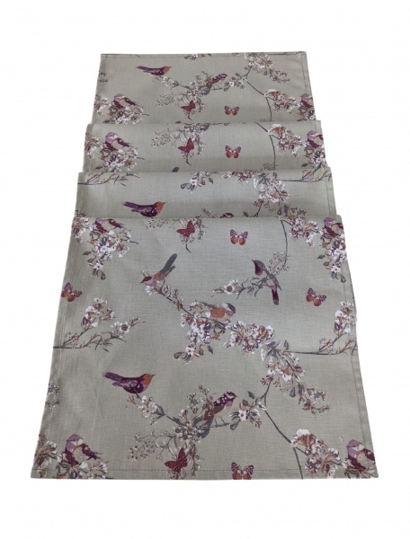 Sage Green and Purple Beautiful Birds and Butterflies Table Runner 100-250cm