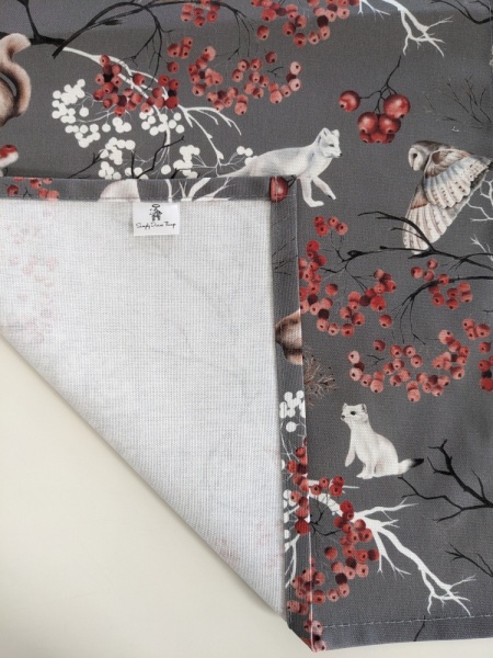 Winter Woodland Animals Grey Table Runner 100-250cm